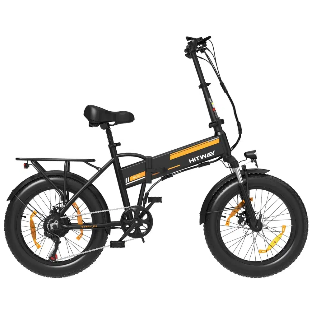 Hitway BK10S Folding Electric Bike black orange right side view