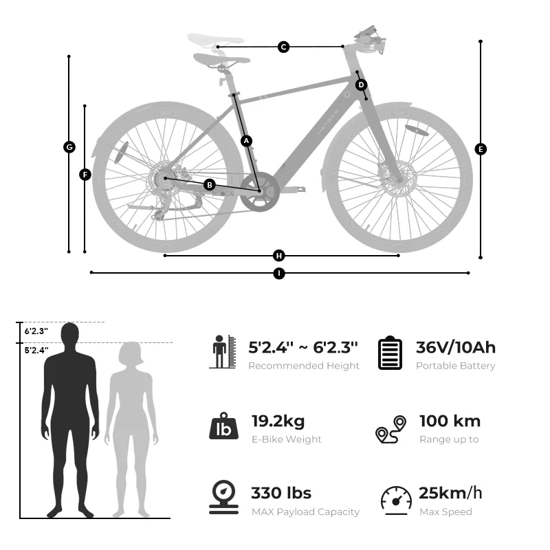 Heybike EC1 Electric Bike 10 Heybike EC1 dimensions