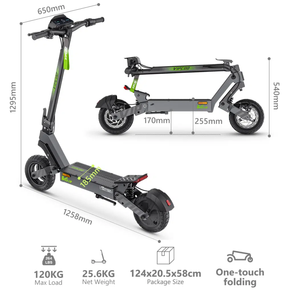 VIPCOO VS3 Electric Scooter 8 Vipcoo VS3 dimensions