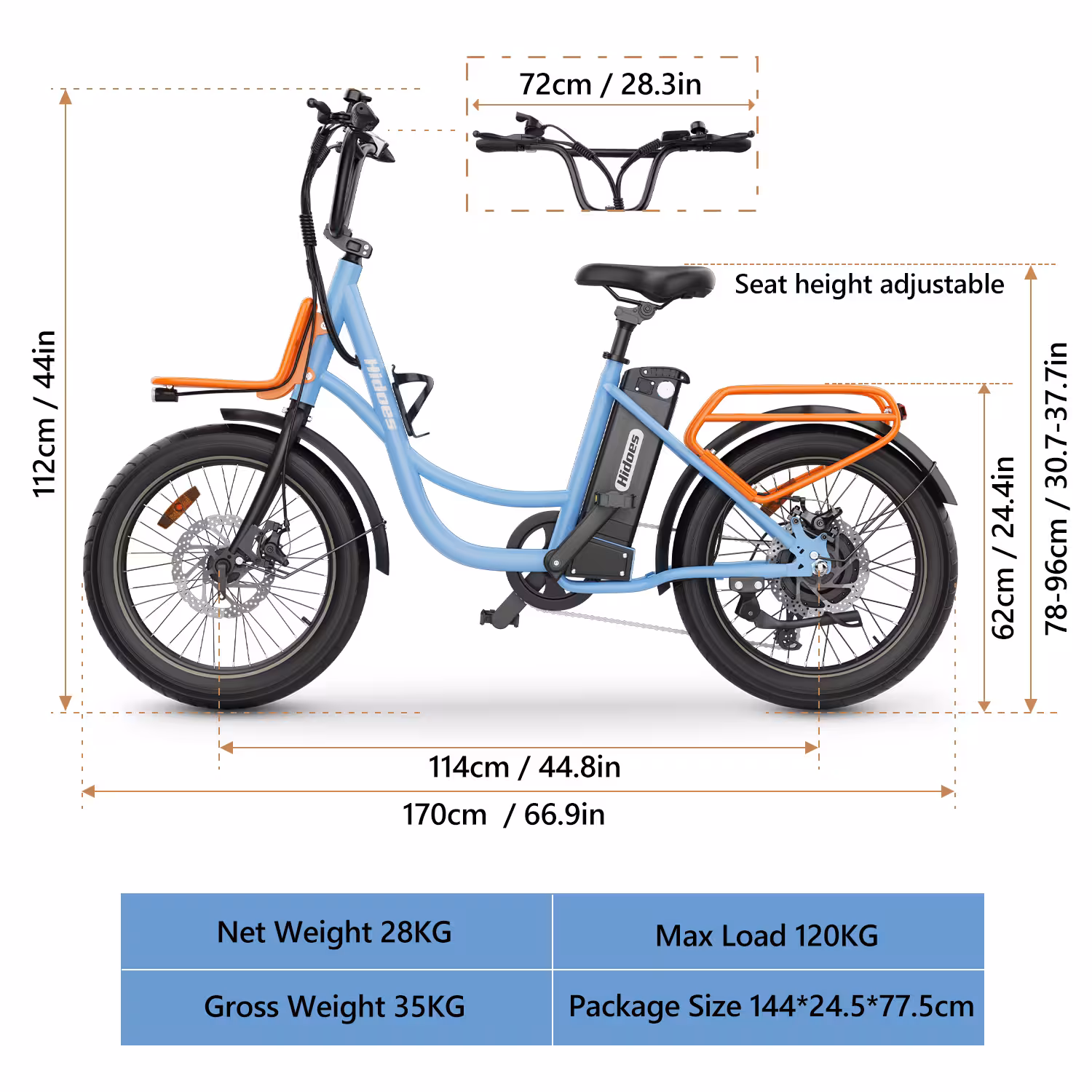 Hidoes C6 Electric Bike 6 Hidoes C6 dimensions