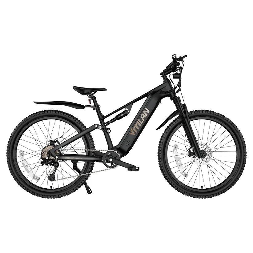 Vitilan M5 Electric Bike 1 Side view of the Vitilan M5 Electric Bike, in black